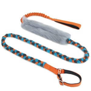 Braided agility leash with faux fur and bungee CREATOR